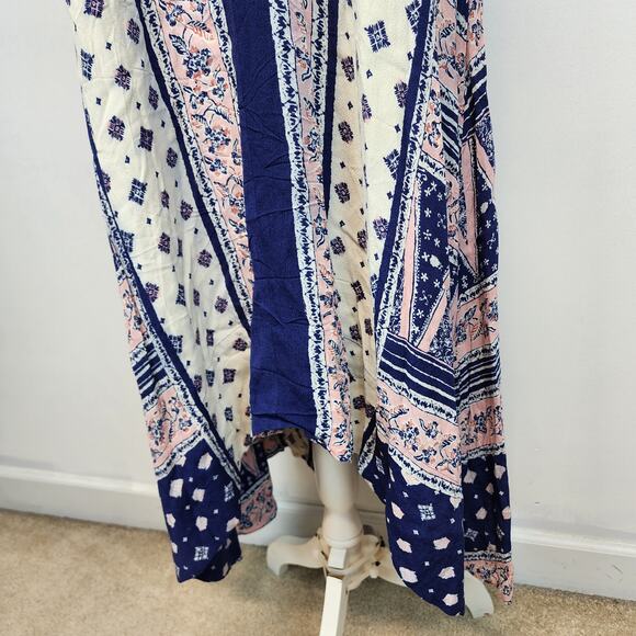 Anthro Maeve Patchwork Maxi Dress Size M Summertide Blue Boho Festival Hippie - Picture 5 of 14